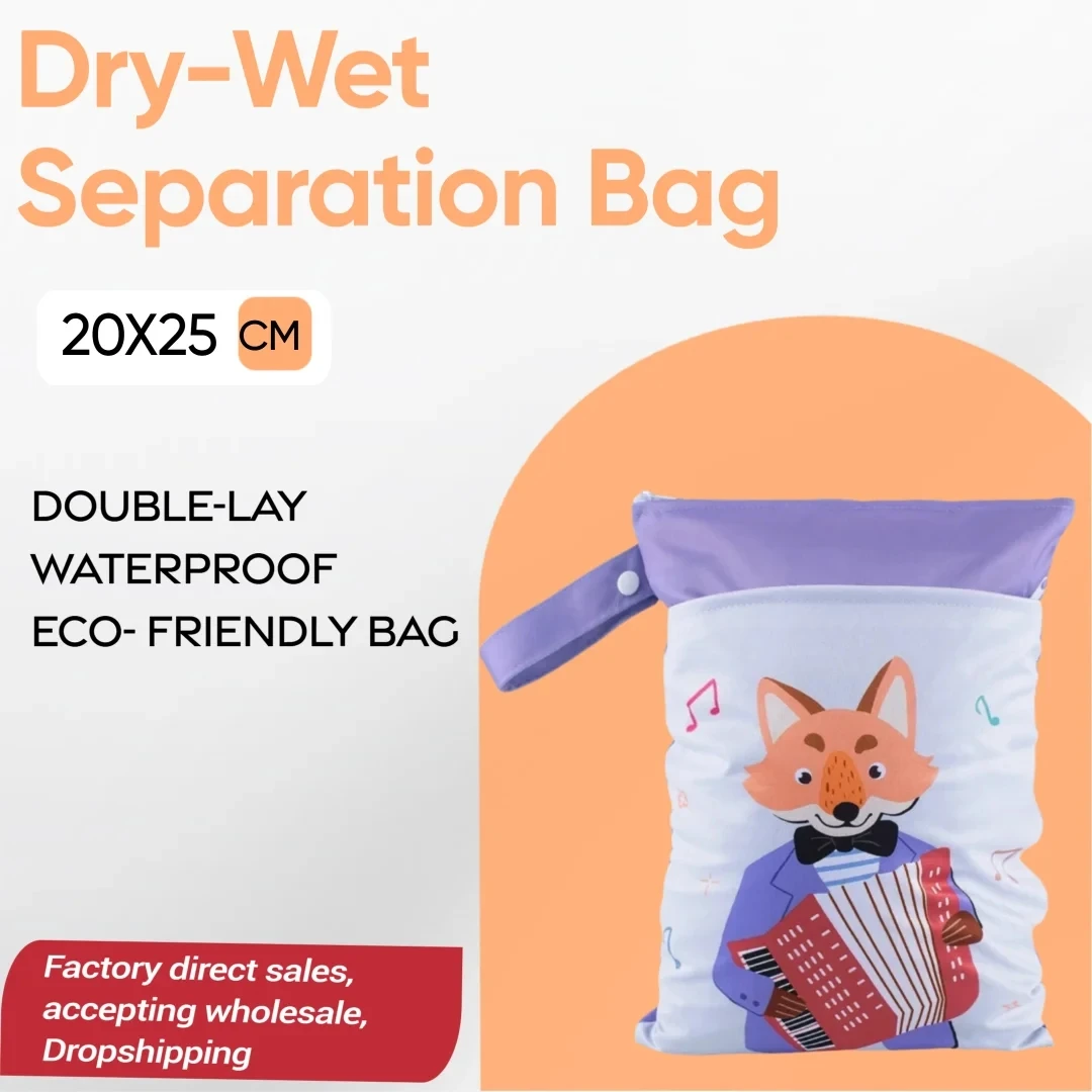 防水ウェットバッグ 赤ちゃんのおむつ、水着、衣類の収納用 ビーチ、プール、ジムでの使用に最適 二つのポケット付き 再生可能素材