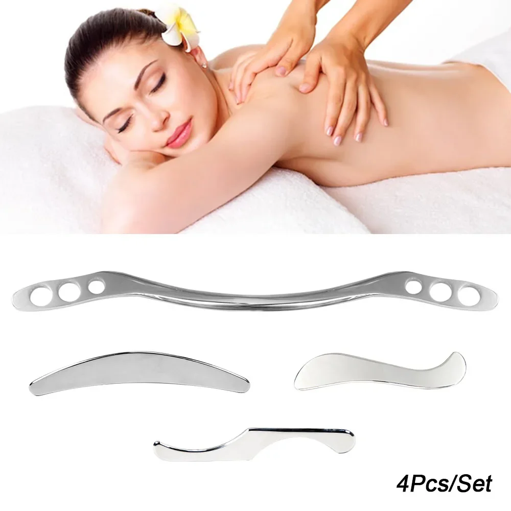 4Pcs Stainless Steel Gua Sha Scraping Massage Tools IASTM Tools Great Soft Tissue Mobilization Tools Anti-cellulite Body Shaping