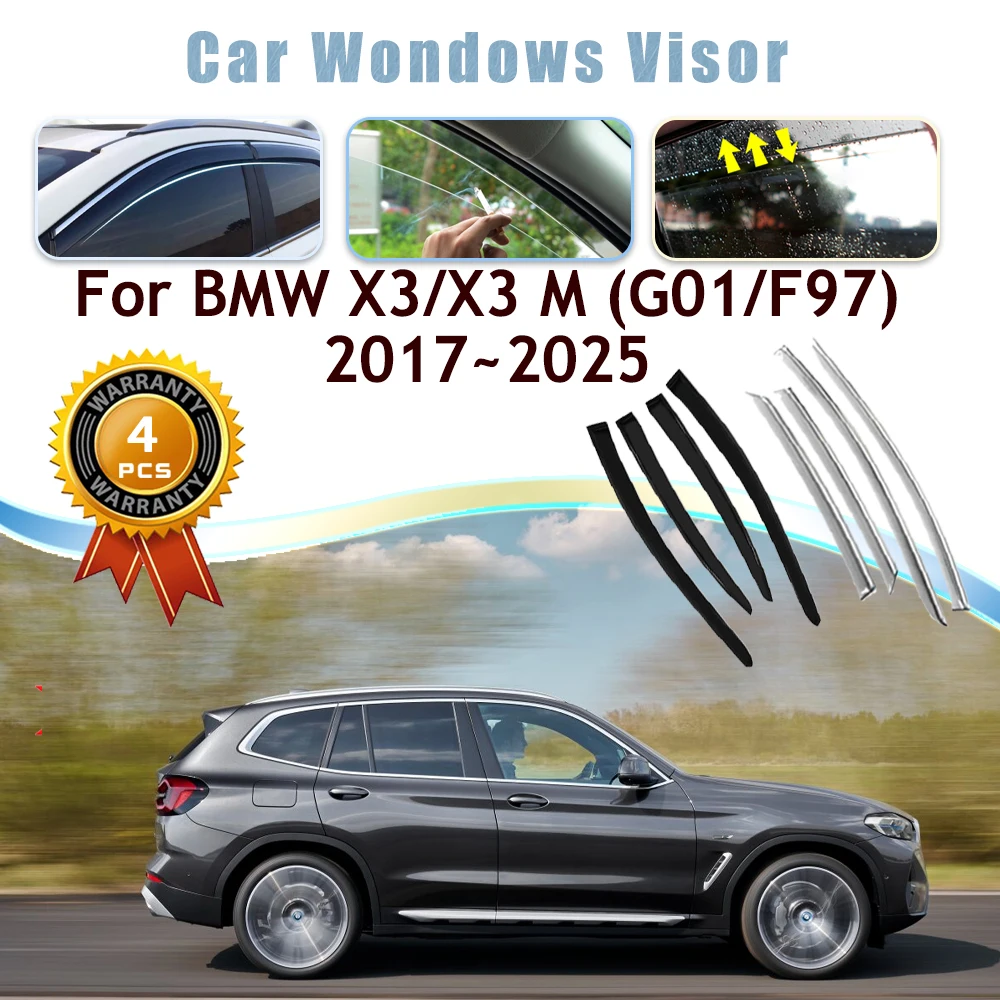 

Car Window Visors For BMW X3 M Sport G01 F97 2019-2025 Waterproof Rain Guard Deflector Windshields Awning Trims Auto Accessories