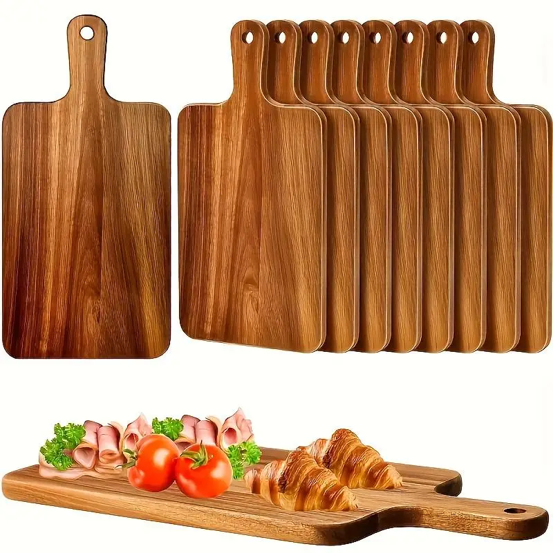 

20 Pcs Acacia Wood Cutting Boards w/ Handles - 15.7" x 7.8" - Ideal for Pizza, Bread, Cheese, Charcuterie, Fruits & Veggies