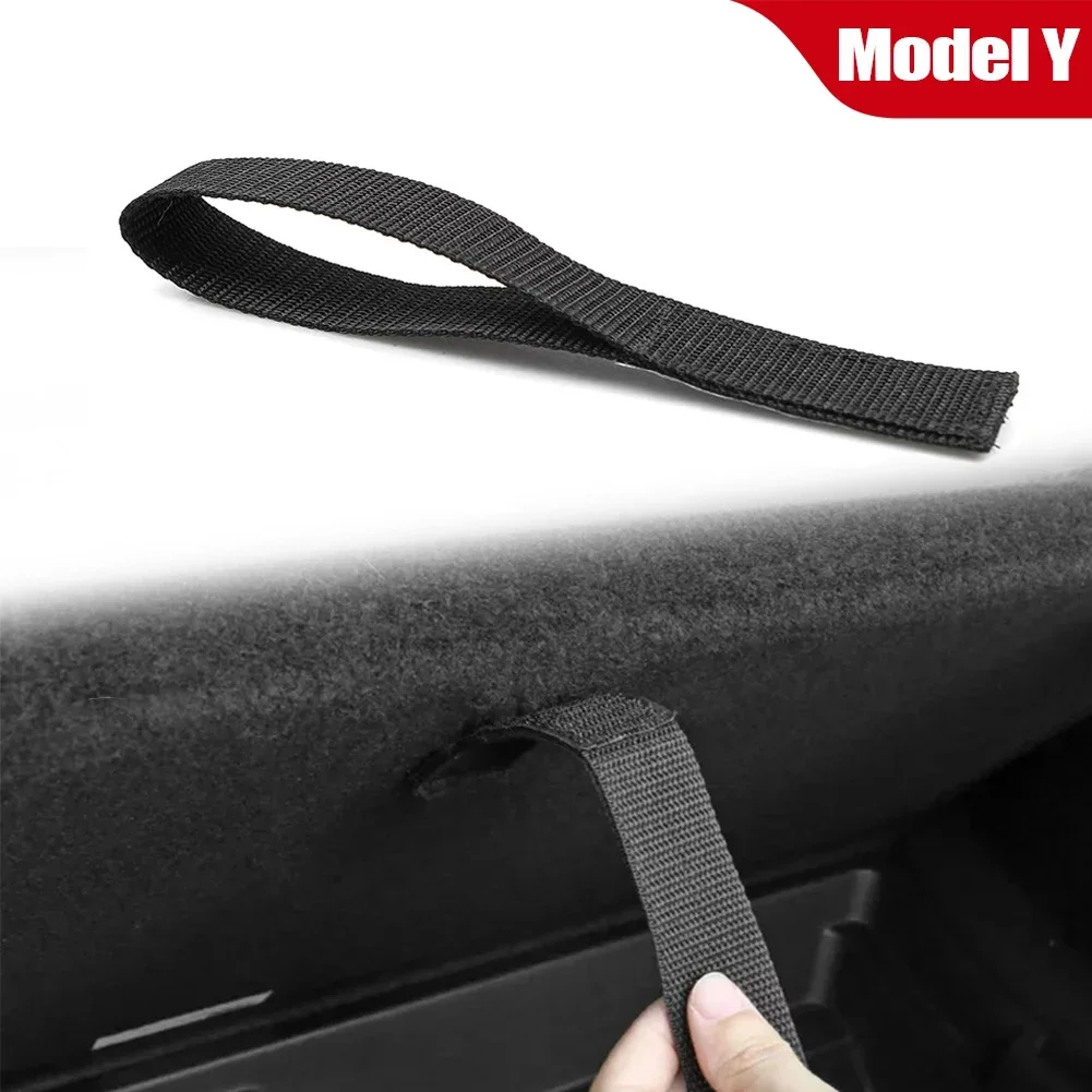 Car Rear Trunk Rope Draw String Open Tail Box Cover Handle Pull Strap Car Accessories For Tesla Model Y 2022-2023