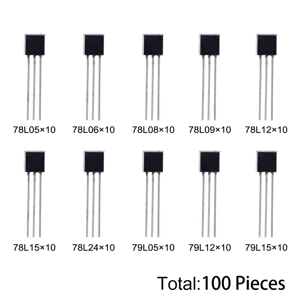 10Values 78l05 78l06 78l08 100PCS Regulator Transistors to-92 kit 78l05 78l06 78l08 78l09 78l12 78l15 78l24 79l05 TO92 With box