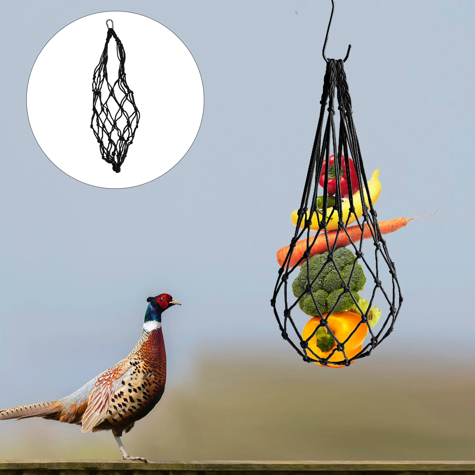 

Chicken Feeding Net Bag Parrot Hanging Feeder Toy Supplies Basket Foraging Weave Bird Food