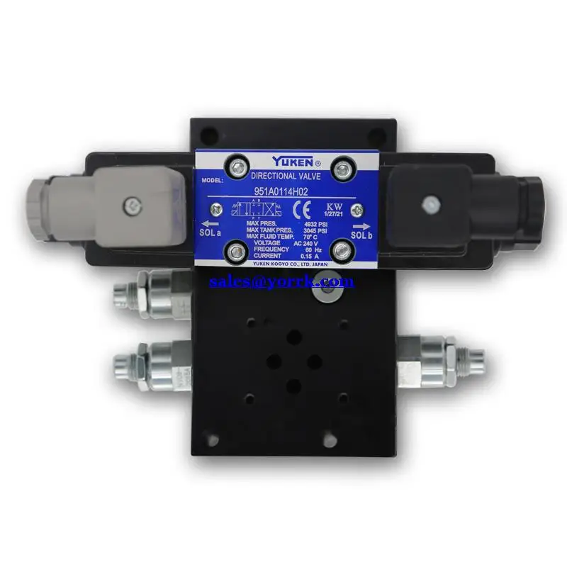 วาล์วน้ำควบคุมคอมเพรสเซอร์วาล์วสี่ทาง Yuken จากญี่ปุ่น951 a0114h02สำหรับอุตสาหกรรมเครื่องทำความเย็น