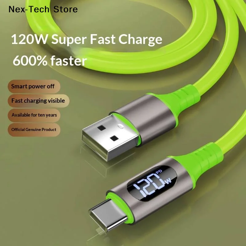 [NT]1/3Pcs 120W Fast Charging Power Display Cable Cord Type-C Digital Display Charger Cable USB C To C 1.5 Meters Wire[NT]