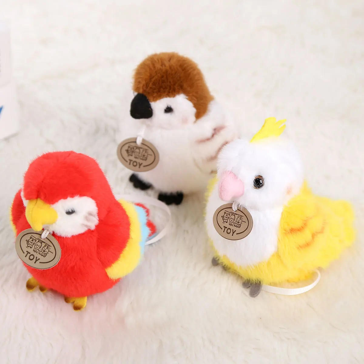 Creative Standing Shoulder Parrot Plush Toy Funny Cute Bird Parrot Series Wrist Snap Circle Bag Pendant Cartoon Doll Toy Gifts