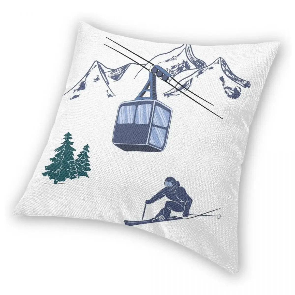 Ski Lift Resort Winter Sports Scene Square Pillowcase Cushion Cover Comfort Pillow Case Polyester Throw Pillow cover For Home