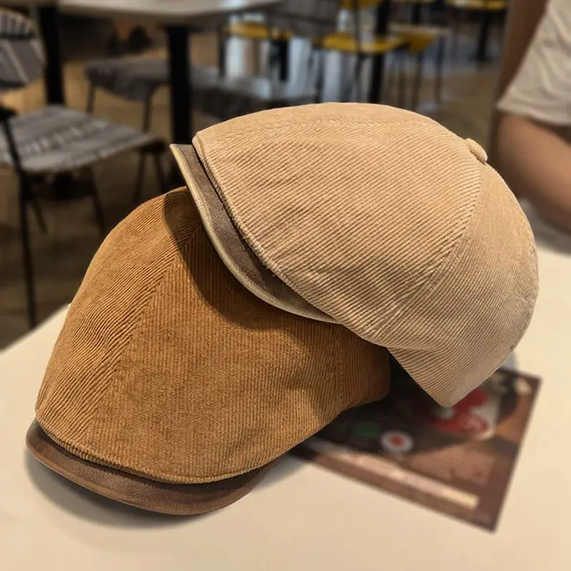 British Retro Vintage Distressed Solid Color Newsboy Cap for Women Spring Autumn Outdoor Travel Versatile Convertible Flat Hat