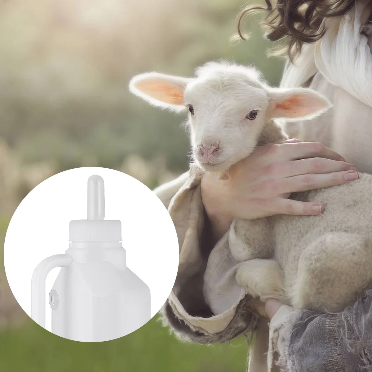 

1Set 850ml Lamb Feeder Premium Silicone Durable High Temp Resistant for Mule Donkey Pig Sheep Horse Dog Farmer White