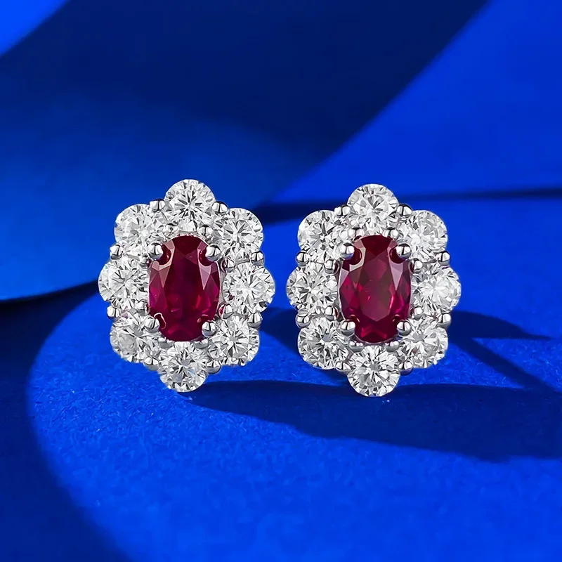 

Karachi S925 Серебряные Красные Серьги в виде голубей крови 4*6 мм эллиптические красные бриллианты модные стильные повседневные универсальные серьги ювелирные изделия