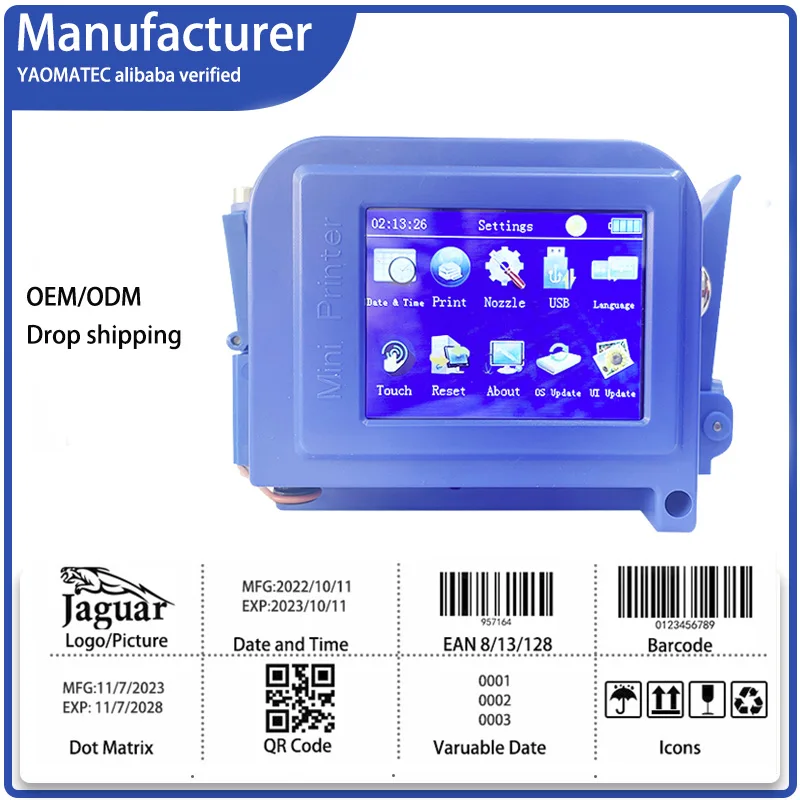 MULLIZE 27 language 12.7mm Touch Screen QR Bar Batch Code Date Logo Expiry Label Portable Handheld Thermal Inkjet mini Printer