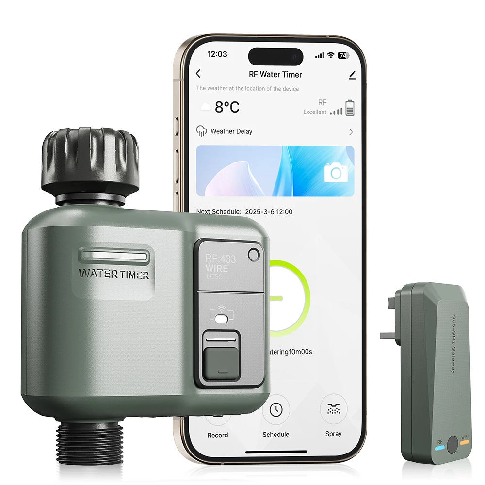 Eshico Wireless Water Timer HCT-633 Garden Sprinkler Tuya/Manual Operation IPX5 RF433 Stable Connection Over Long Distances