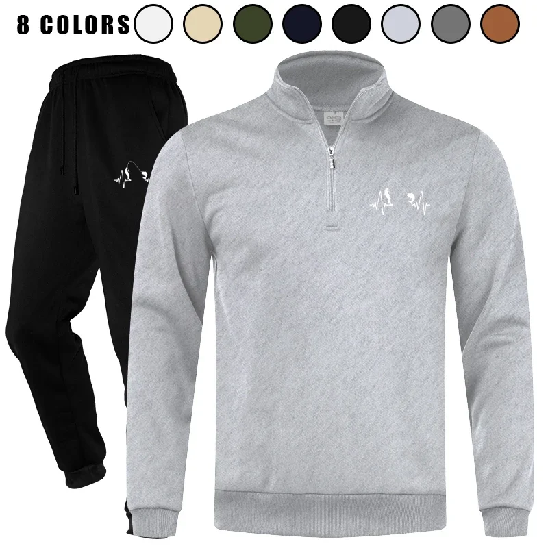 

Men's 2 Piece Quarter Zip Casual Sport Polo Athletic Running Jogging Tracksuit Sweatsuit Sets