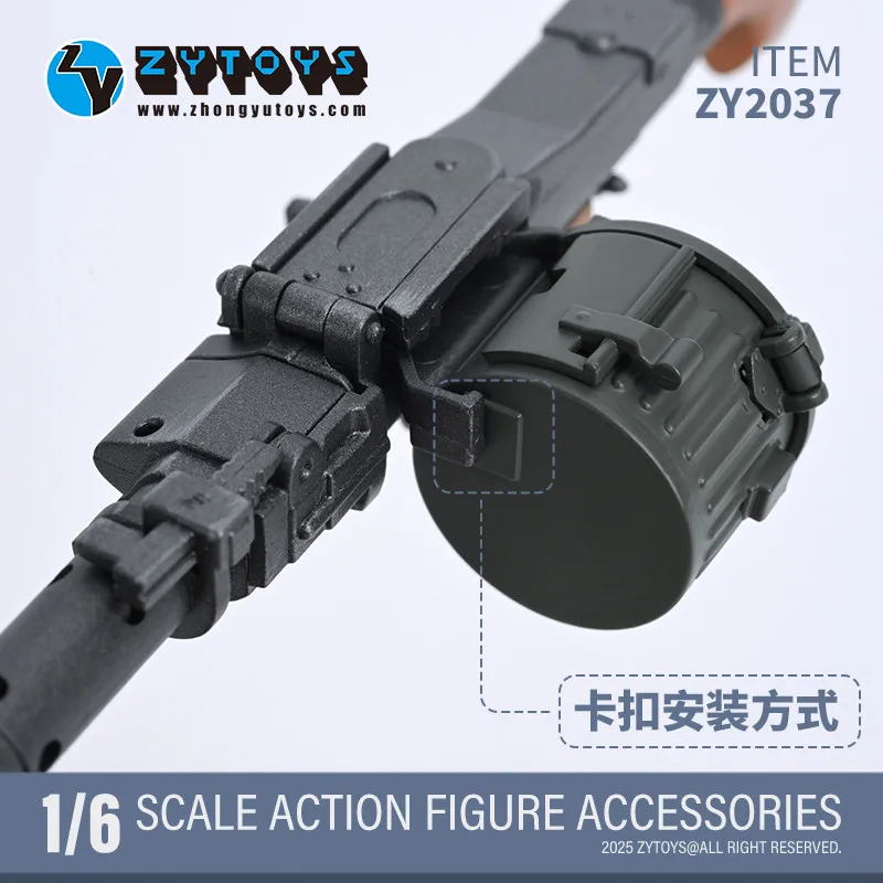 ZY2037 – tambour magnétique à échelle 1/6, pour MG M34 MG42, mitrailleuse à usage général pour figurine d'action de 12 pouces, accessoires de soldats militaires