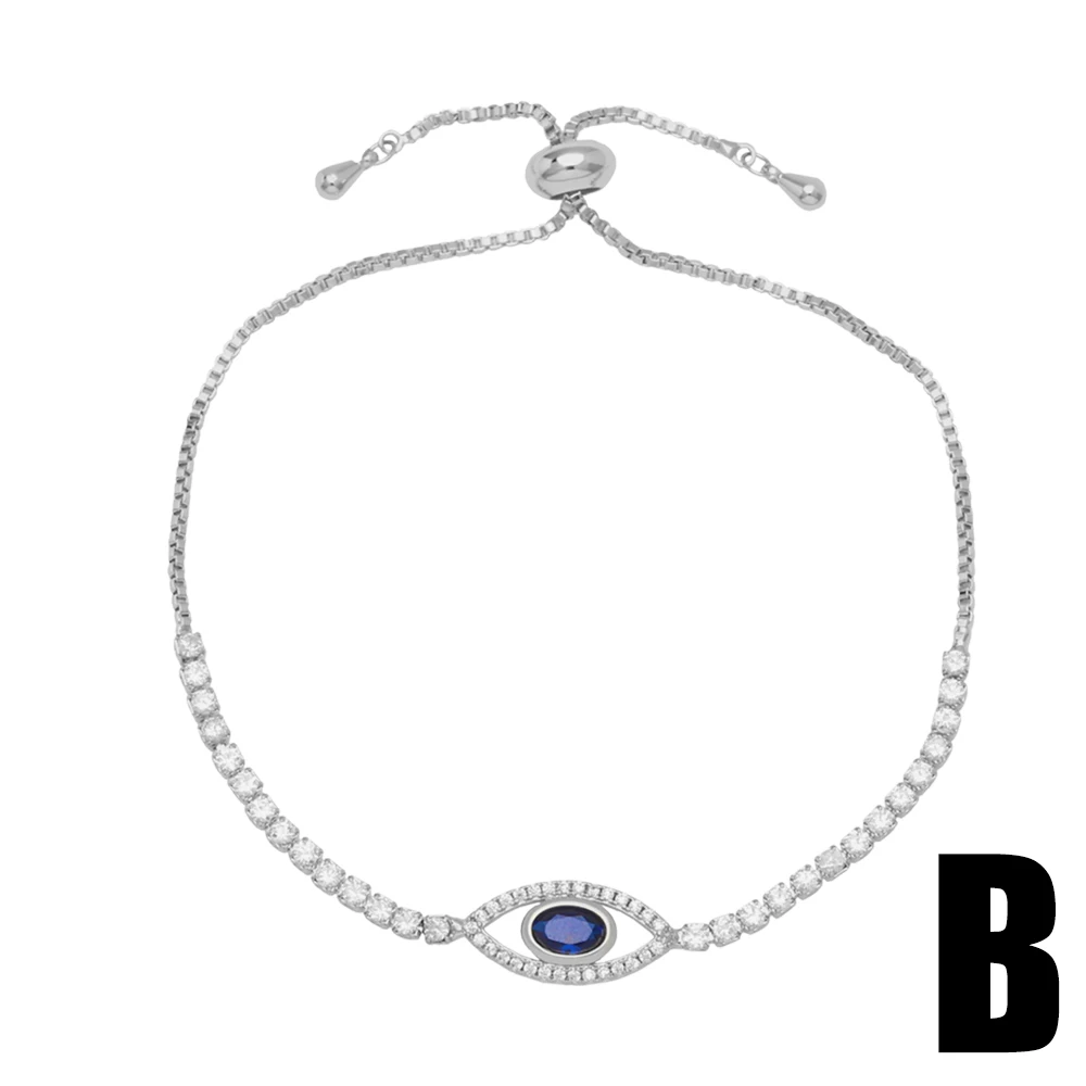 FLOLA Silver Color Turkish Eye Bracelets for Women Girls Tennis Bracelets CZ Crystal Lucky Amulet Jewelry Gifts ojo turco brth63