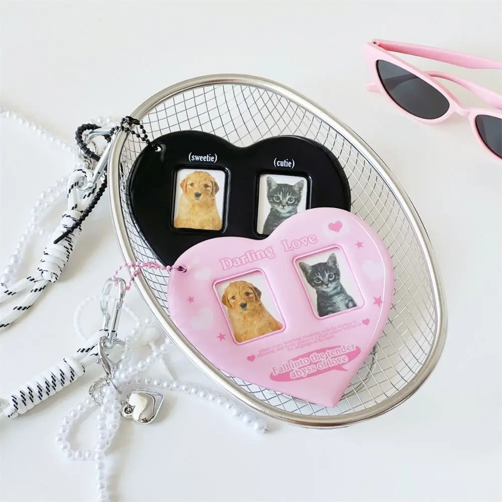 Durable PVC Photo Card Holder Love Heart Shape Korean Style Idol Photo Frame Photo Sleeves Women Girls