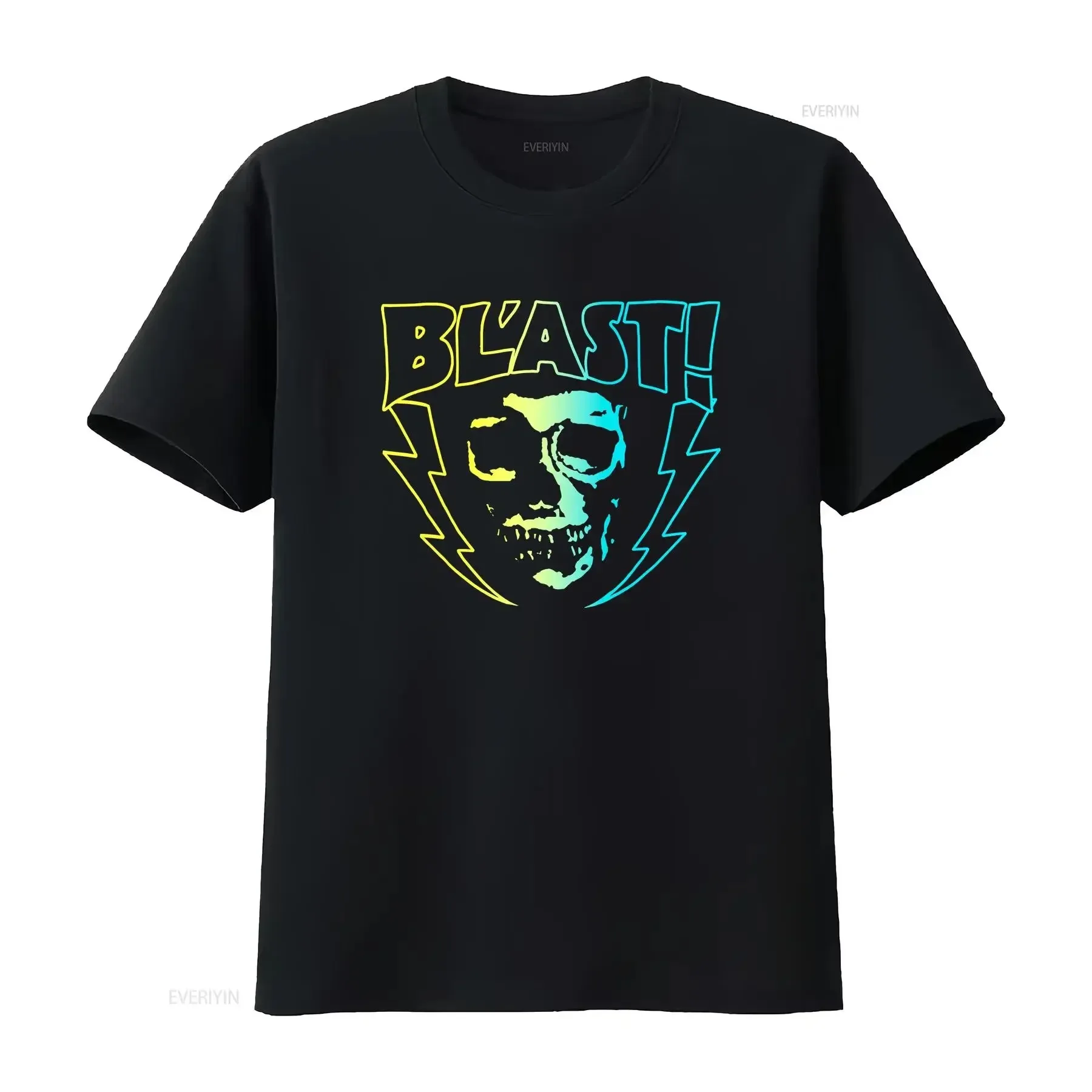 تي شيرت bl ast متدرج على شكل جمجمة تي شيرت عتيق مغسول للارتداء اليومي أنيق للجنسين قابل للتنفس ملابس الشارع الشهير غير رسمية