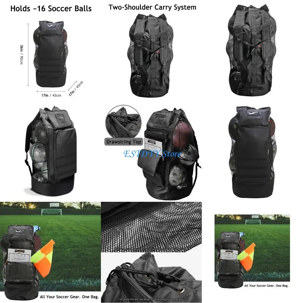 حقيبة ظهر G6DE لتخزين كرة السلة، حقيبة ظهر رياضية شبكية شديدة التحمل، حقيبة كرة سلة ذات سعة كبيرة مع حزام كتف