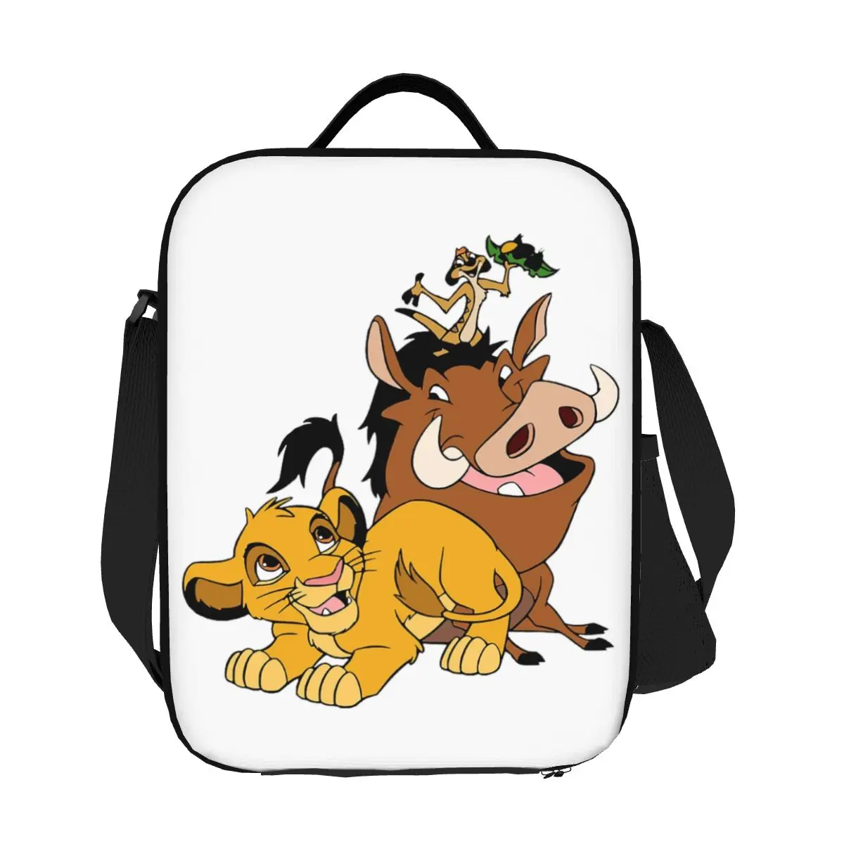 

Custom Simba The King Lion Insulated Lunch Bag for Women Timon And Pumbaa Thermal Cooler Lunch Tote Kids School Children