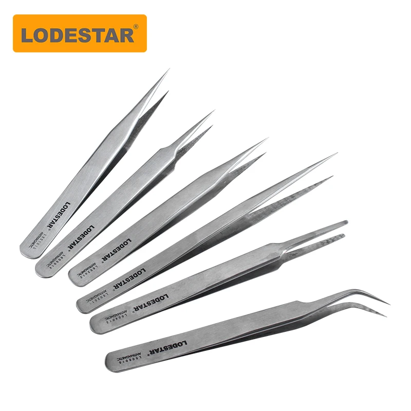 LODESTAR Thép Không Gỉ Chống Tĩnh Điện Nhíp Iphone Bảo Dưỡng Công Nghiệp Chính Xác Cong Nhíp Thẳng