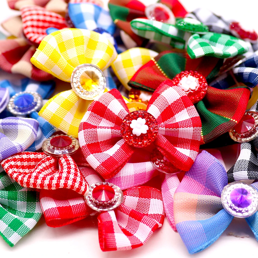 50pcs Dog Bows Handmade Pet Hair Accessories For Dog Grooming Products Pet Dog Small Dog Hair Bows Rubber Bands Pet Supplies