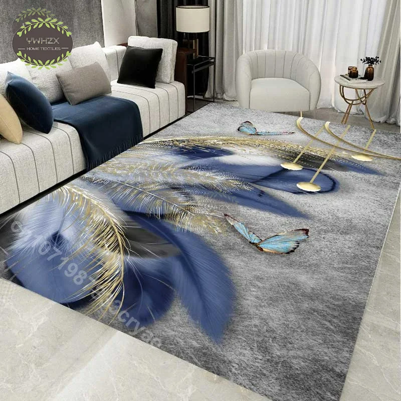 

Modern Nordic 3d Butterfly Feather Printed Carpet Living Room Sofa Coffee Table Light Luxury Carpet Family Bedroom Bedside Rugs