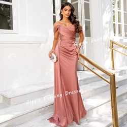 Off-Shoulder Satin Close-Fitting Pleating Prom Pretty Gown Saudi Arab Floor-Length Elegant Fashion Ladies Evening Dresses 2024