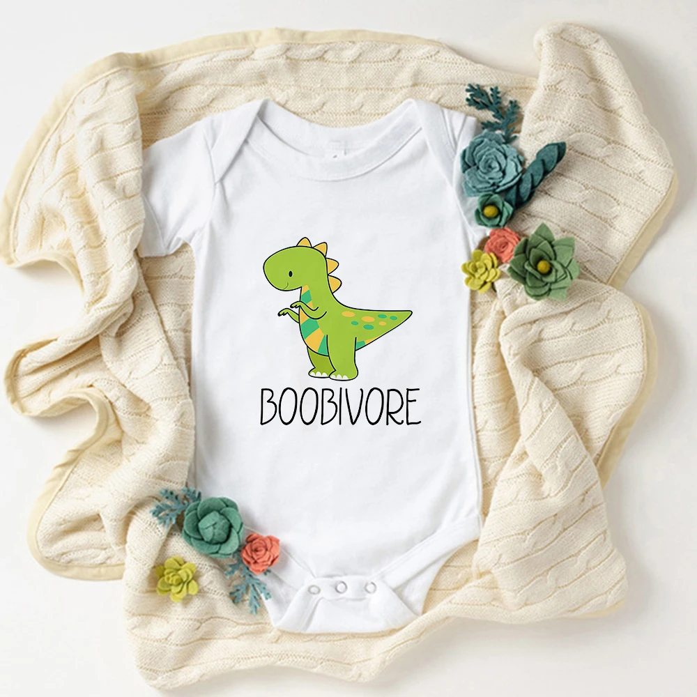 Boobivore bonito dinossauro roupas de bebê recém-nascido dos desenhos animados infantil onesies 0-24 meses menino menina bodysuits moda criança