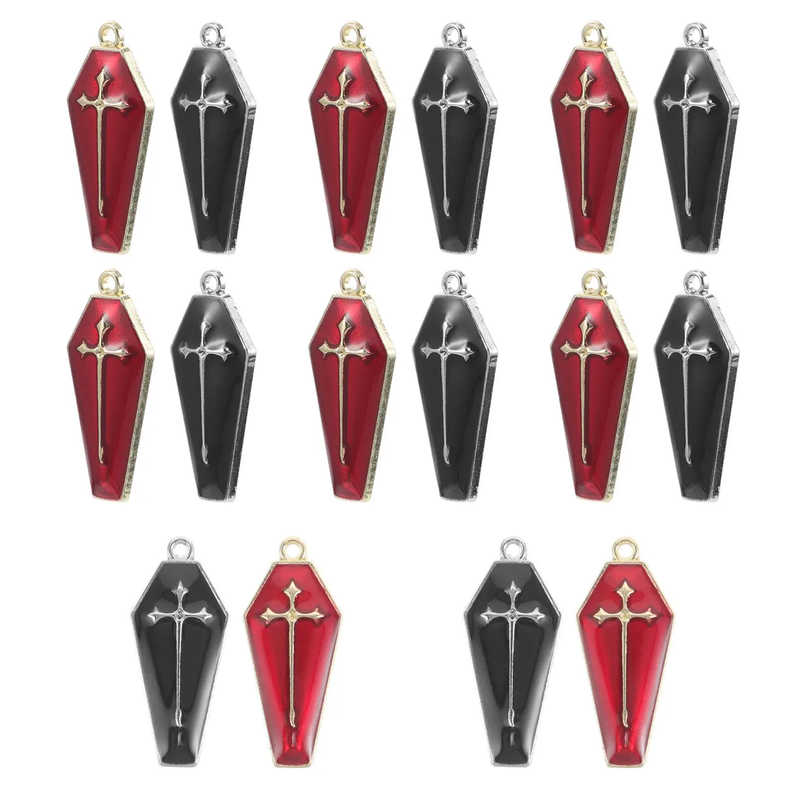 20Pcs Alloy Cross Pendants Oil Dripping Rhinestone Charm DIY Halloween Party Jewelry Making Accessories Mixed Enamel Charms