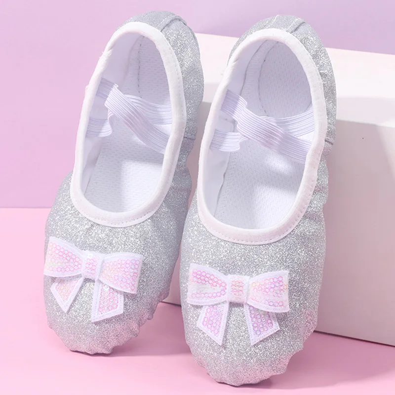 Girls Shiny Leather Ballet Shoes Split-Sole No-Tie Dance Slippers for Girl Toddlers Ballet Dance Practice