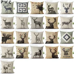 Drop Shipping Custom Elk New 24 styles Linen Pillow Cover Geometric Deer Cushion Cover Nordic Style Home Decorative Pillow Case