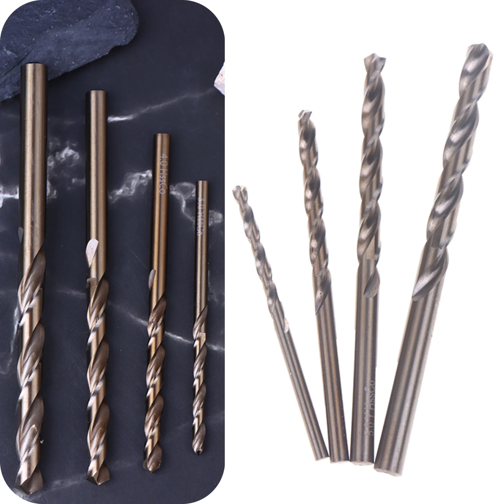 

4Pcs/Set High Quality 3/4/5/6mm M35 Cobalt Coated Twist Drill Bit For Wood Metal Hole Cutter Stainless Steel Wood Metal Drilling