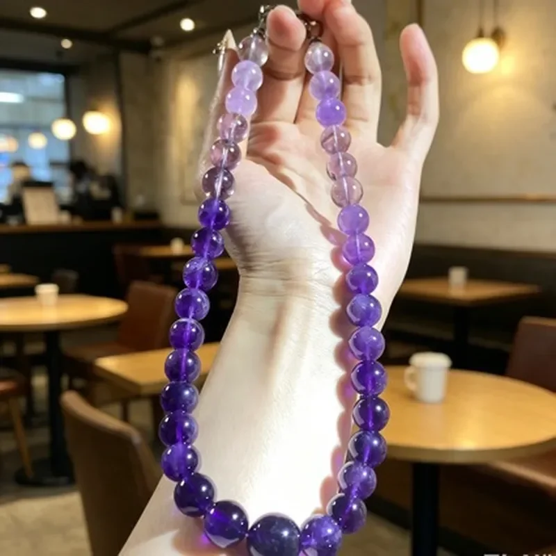 Natural Brazilian amethyst gradual change color necklace wholesale manufacturer Wei Xue same amethyst necklace white advanced