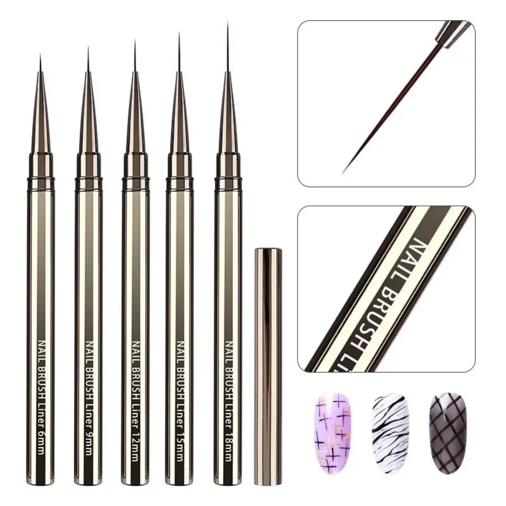 Nail Art Liner Brushes Elongated Lines Striping Drawing Painting Pen 6‑25mm Professional Manicure Design Tool 6/9/12/15/18/25mm