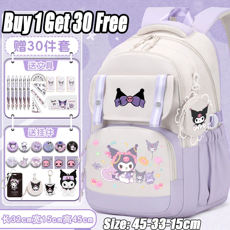 Sanrio Backpack Girls 2025 New Kulomi Backpack Large Capacity Cute School Bag For Teens Back To School