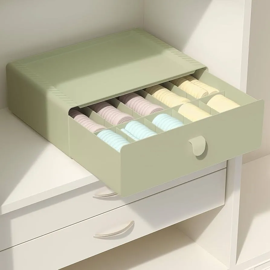

Underwear Organizer Drawer, 10 Cells Plastic Panties Drawer, Stackable Closet
