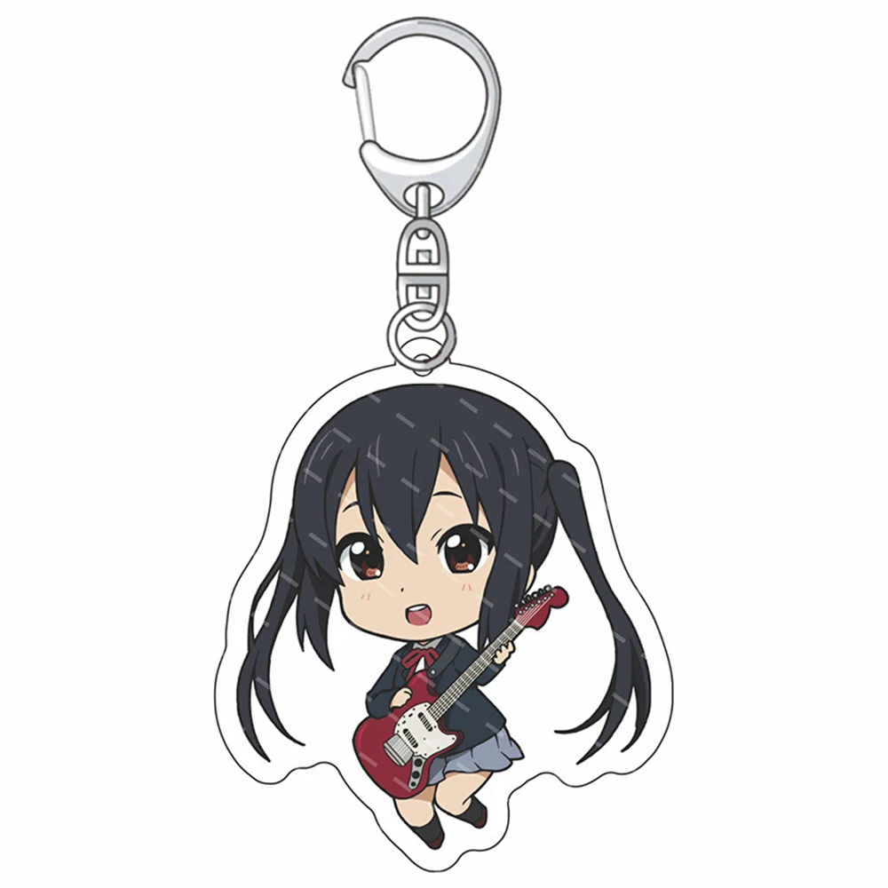 Cute Q Version K-ON！、K-ON！Anime Figures Acrylic D-shaped Buckle Keychain  Tainaka Ritsu Kotobuki Keyring Bag Car Pendant