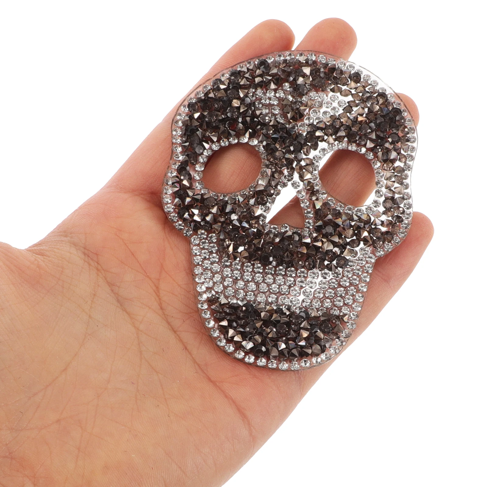 4 Pcs Skull Rhinestone Patch Resin Iron On Diamond for Clothes Shoes Bags Sewing Decoration Halloween Applique