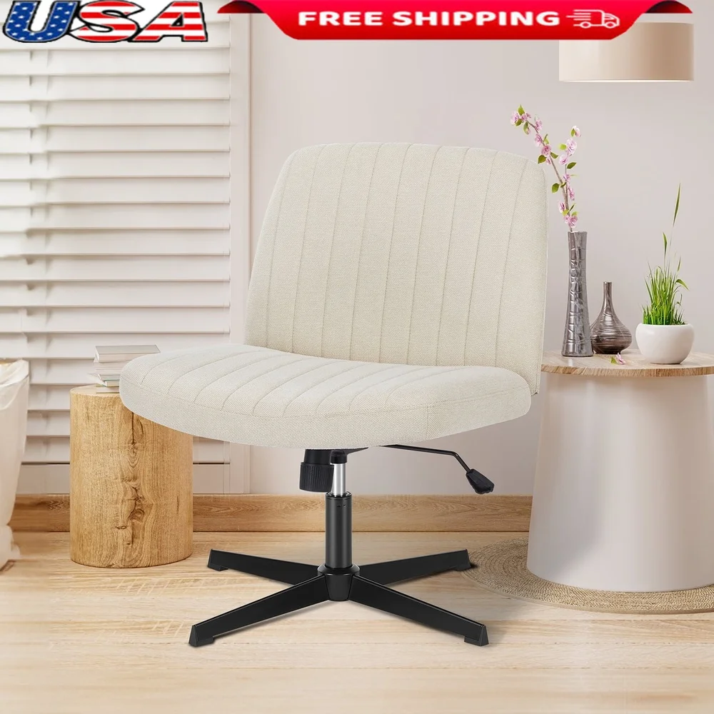 

Height Adjustable Armless Office Chair 360° Rotating Cross Legged Task Chair Ergonomic Support Wide Seat Comfortable Fabric