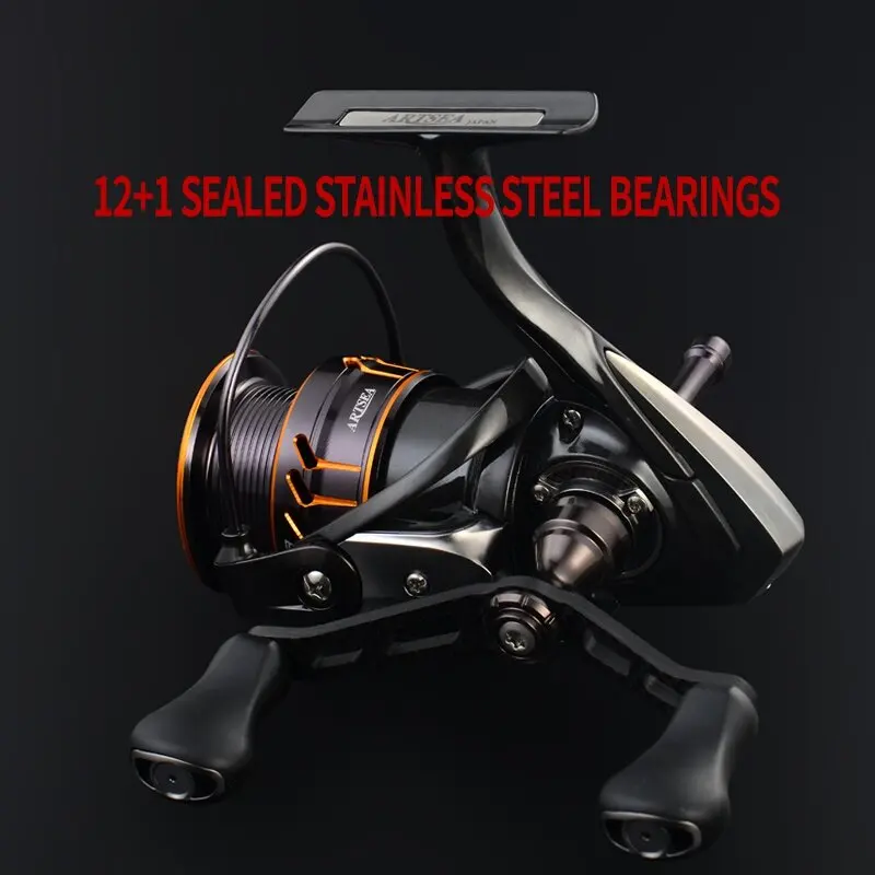 ARTSEA All Carbon 12+1BBS Double Rocker Spinning Reel Squid Fishing Reel Ultralight 199G Max Drag 7KG