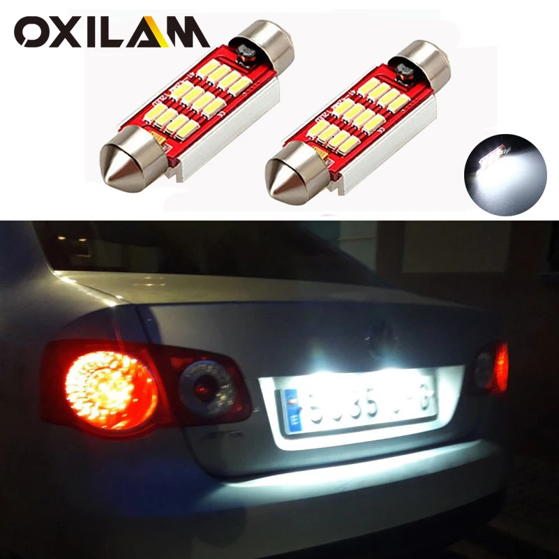 2pcs Canbus Festoon 36mm LED Bulb C5W 4014 SMD Lamp Car License Plate Lights For Volkswagen VW Golf 3 4 5 6 Passat B6 B5 3c Polo