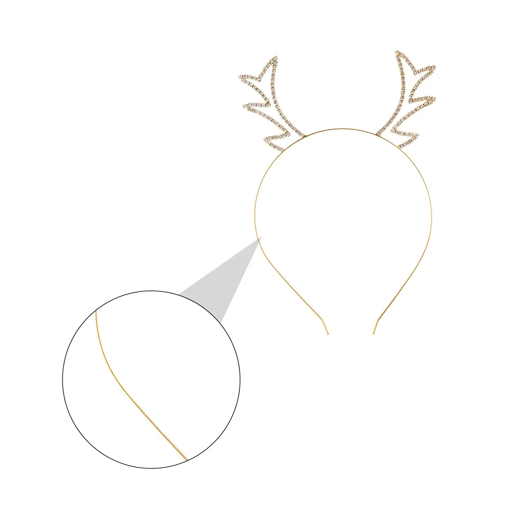 

Lovely Headdress Reindeer Antlers Headband Holiday Christmas Style Rhinestone Hair Hoop for Parties Events Cosplay Shiny Party
