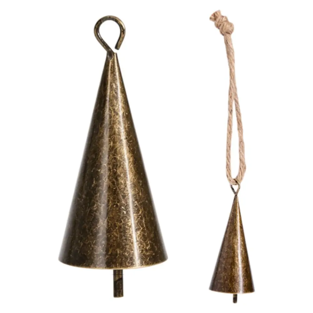 Vintage Hangable Christmas Cone Metal Bell Antique Finished Conical Hanging Bell Bronzed Durable Craft Bell Festival Ornament