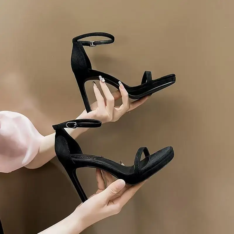 

Elegant Sexy High Heel Sandals 2025 New Summer Simple Exposure Toe Women's Shoes Heightening Korean Style round Toe Rubber Sole