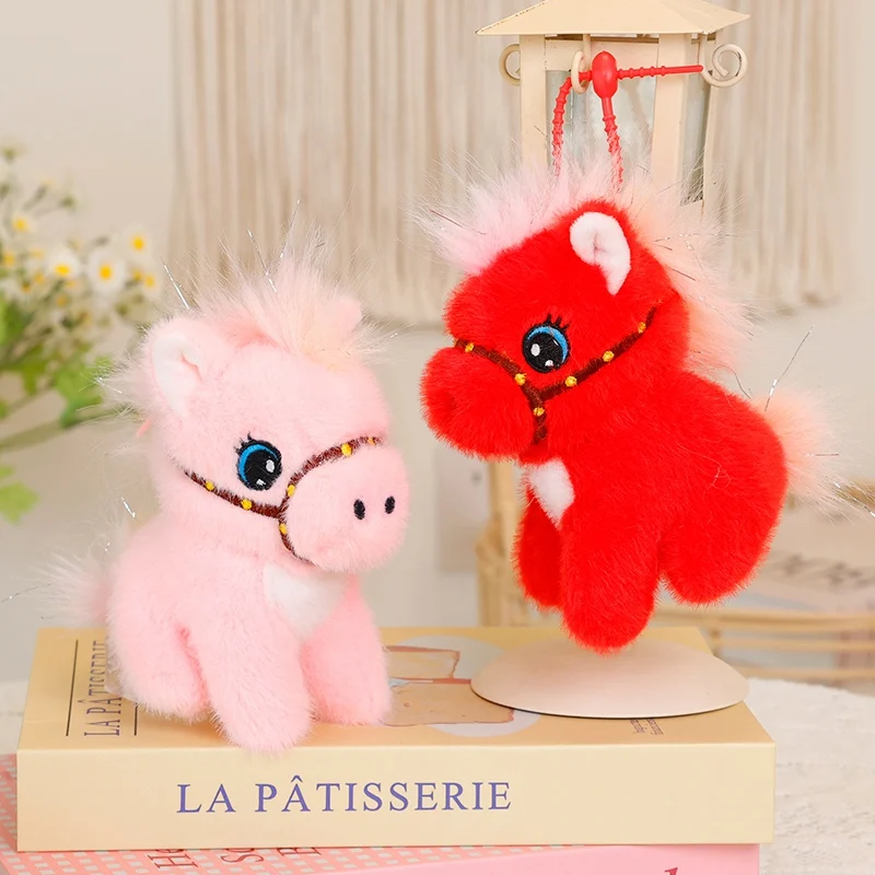 15 cm kleiner Pferd-Anhänger, gefülltes Cartoon-Pony-Tier, Schlüsselanhänger, Plüschtier, weich, fünf Farben, modisches Accessoire, Geschenk