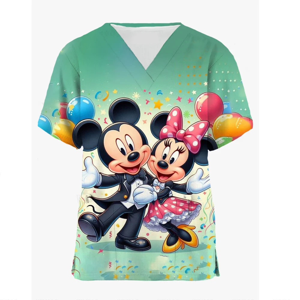 

Disney Minnie Scrub Tops Women Dentist Working Uniform Nurse Scrub Uniformes Mickey Mouse Mujer Tooth Hospital Workwear