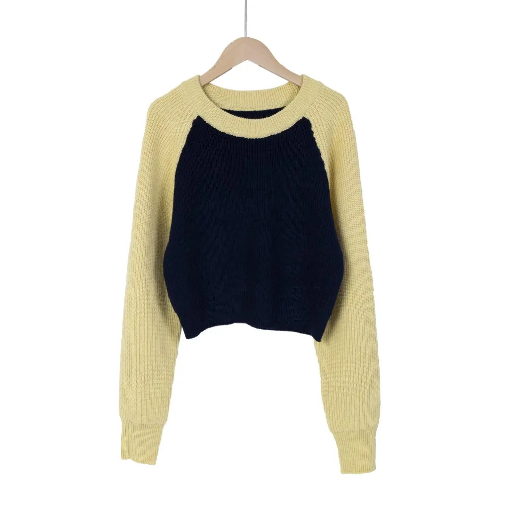 

Женский прозрачный милый пуловер с круглым вырезом и длинными рукавами, короткий свободный повседневный свитер одинакового цвета, осенняя мода