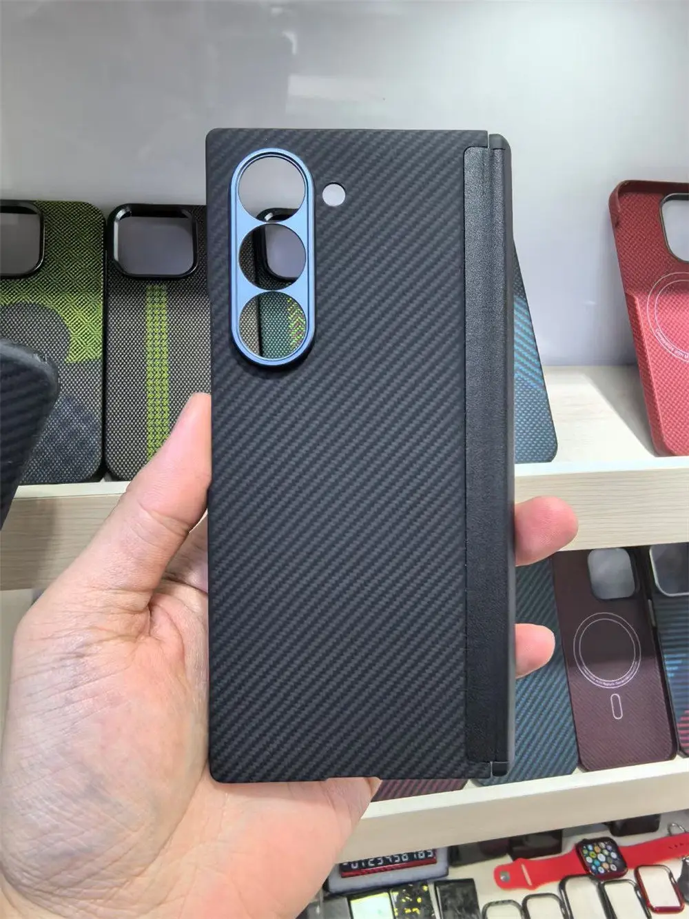 เคสคาร์บอนไฟเบอร์อะรามิดระดับพรีเมียมแม่เหล็กสําหรับ Samsung Galaxy Z Fold7 บานพับฝาหลังป้องกัน
