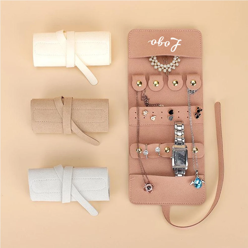 

Multifunctional Jewelry Bag Microfiber Travel Foldable Roll Pouches Earring Ring Bags Necklace Bracelet Packaging Gift Organizer
