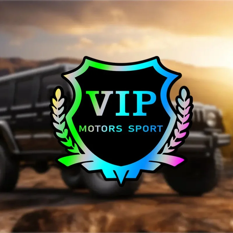 

1PC Holographic VIP Shield Stickers Motor Sport Waterproof Vinyl Decals for Car Vehicle Decoration